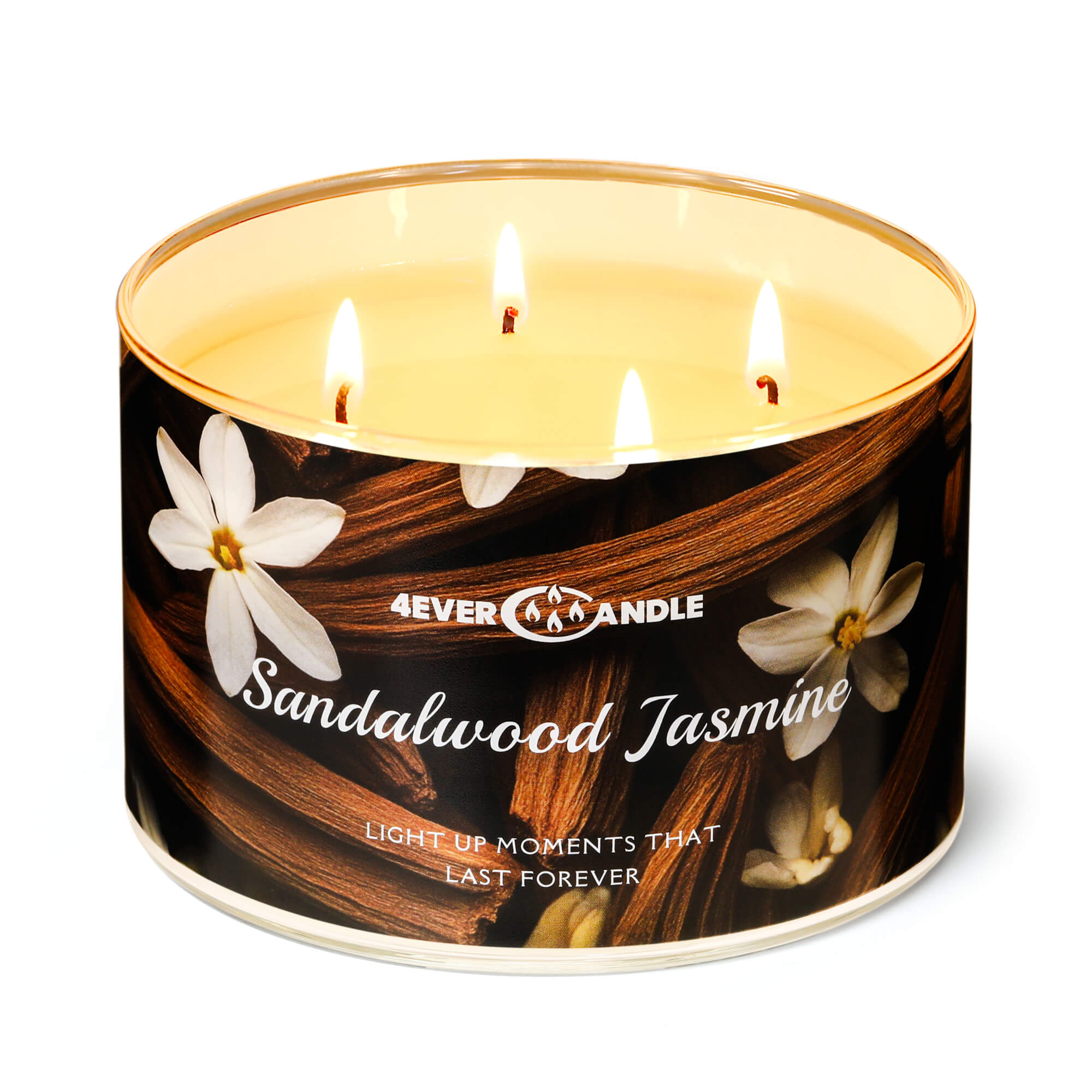 Picture of 4EVER CANDLE 4-Wick Candles for Home Scented - 18oz Soy Wax Blend Candle Over 50Hrs Long-Lasting Fragrance, Home Decor and Housewarming Gifts, Sandalwood Jasmine